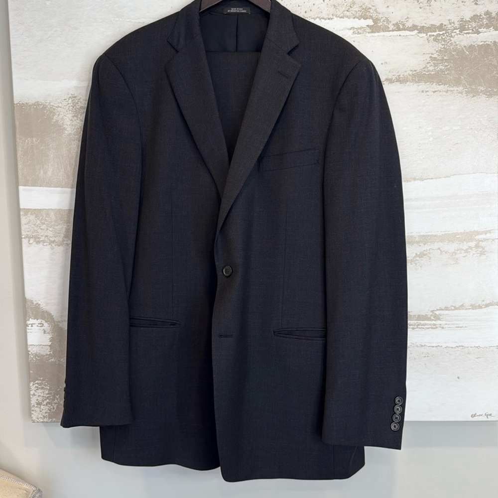 Hart Schaffner Marx Classic Charcoal Suit Men's Blazer/Pants 46L